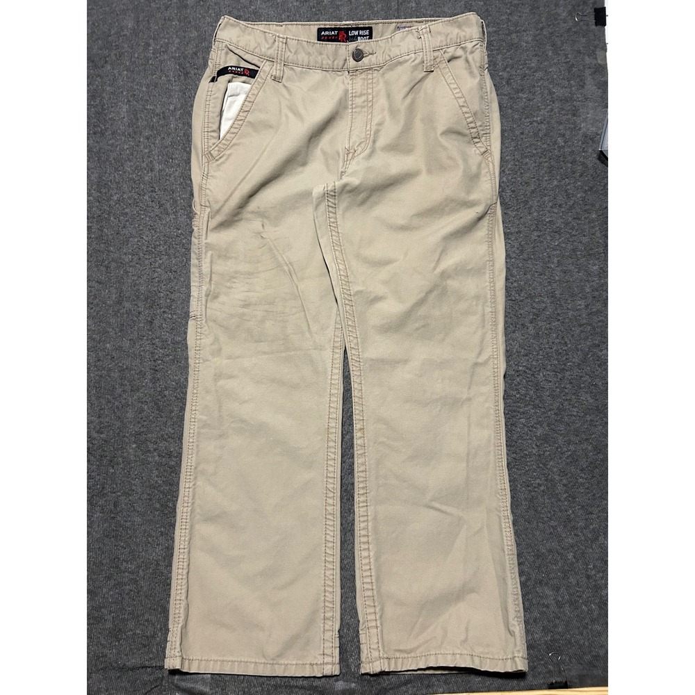 Ariat FR M4 low rise bootcut Fit 34X29 (tag 34X30) tan workwear stains